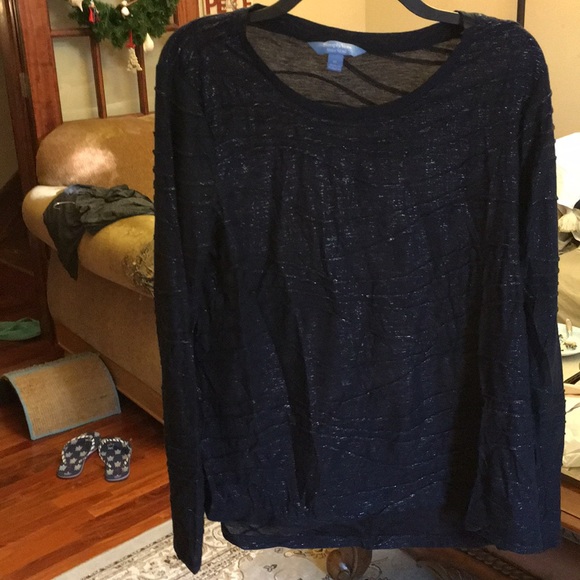 Vera Wang Simply Vera Shimmer Blue And Silver Top - Picture 4 of 8